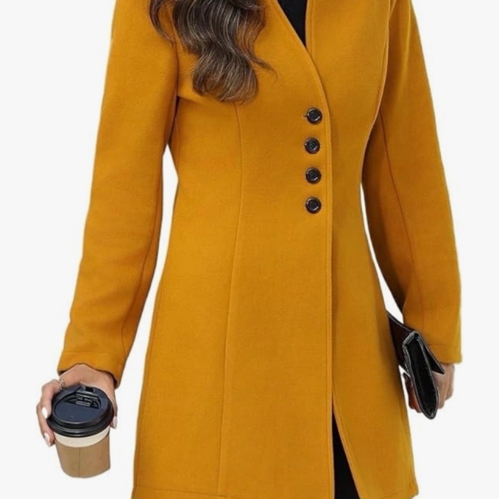 New!! Women's Mustard Button-Up Coat. Size Medium